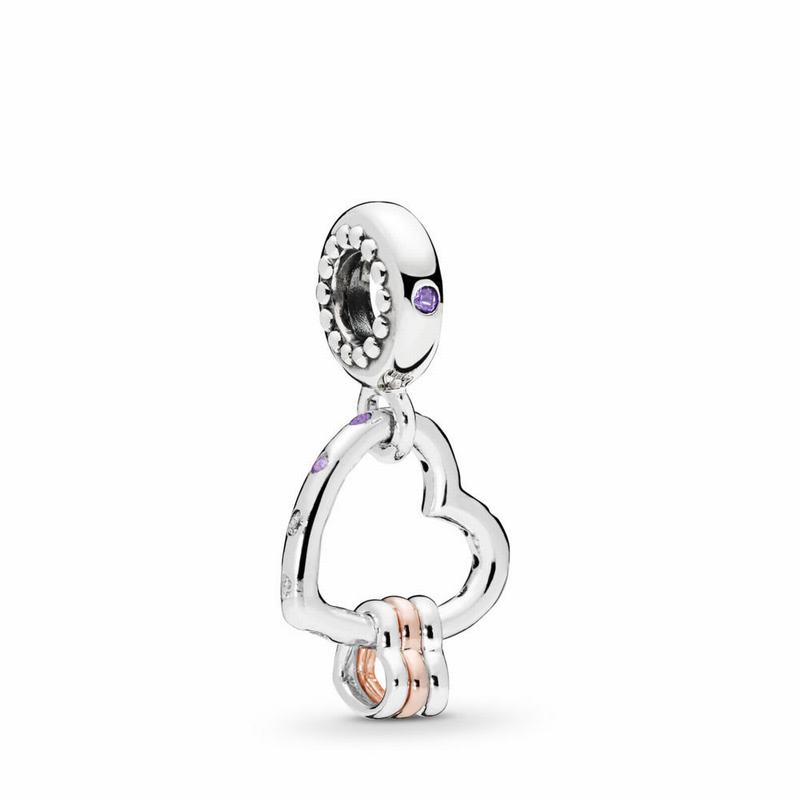 Pandora Heart Highlights Dangle Charm Ireland - Pandora Rose/Sterling Silver/Purple/Mixed Stones/Cub